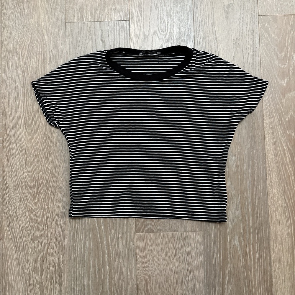 Zara Black and White Crop Boxy Tee